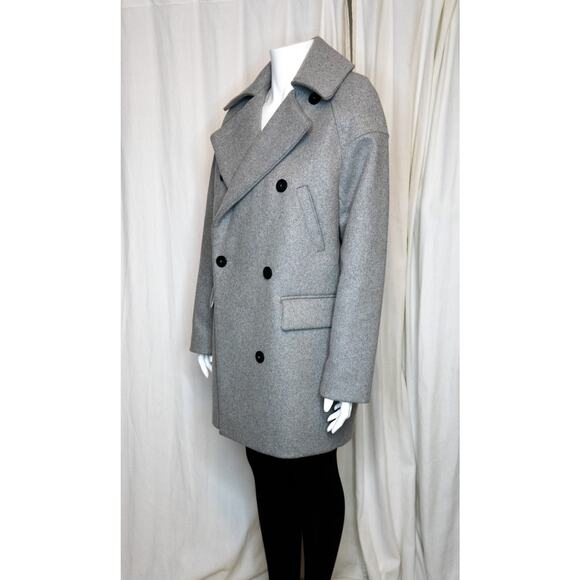 SURFACE TO AIR "Maple" Wool Grey Cocoon Oversized Pea Coat EU 36 - Picture 3 of 12
